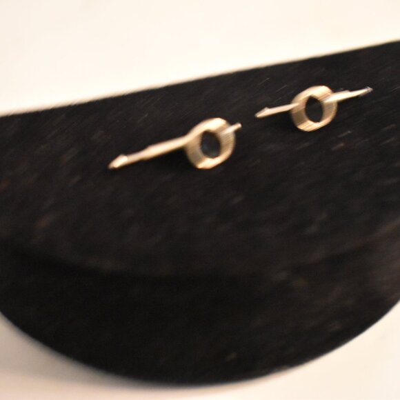 Pair of Vintage Belais 14K White Gold Shirt Studs with Onyx Centers - Picture 7 of 11